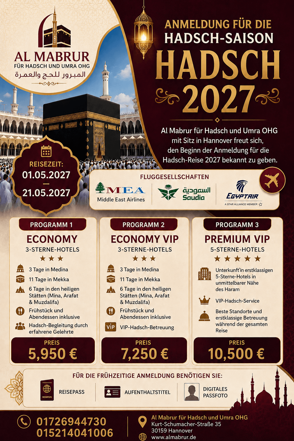 Al Mabrur Hajj 2027 travel packages