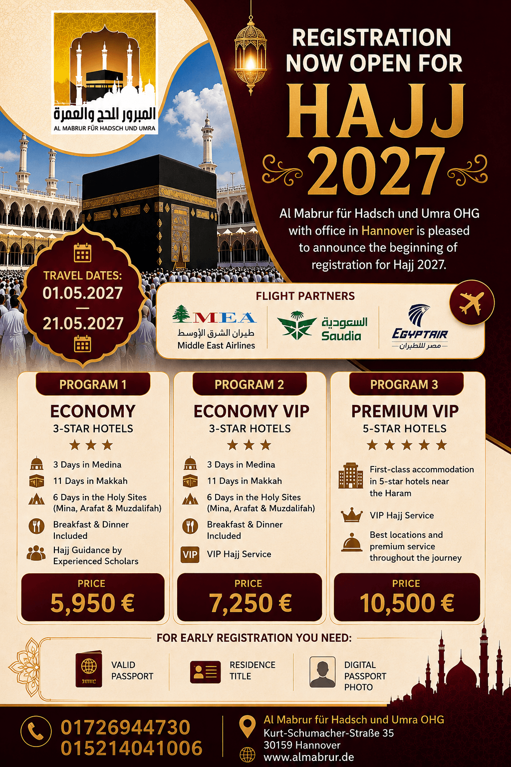 Al Mabrur Hajj 2027 travel packages